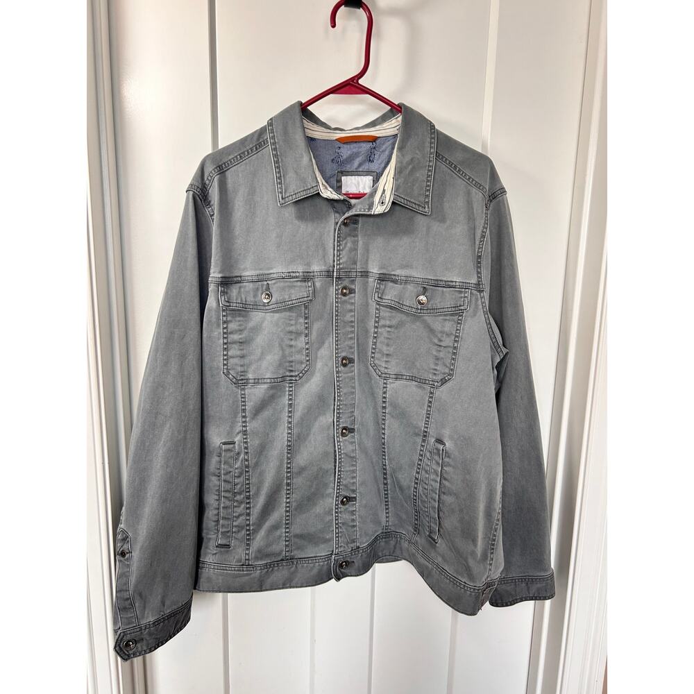 Tommy Bahama Men's Button-Front Sonoma Trucker Jacket Long Sleeve Gray Size XL